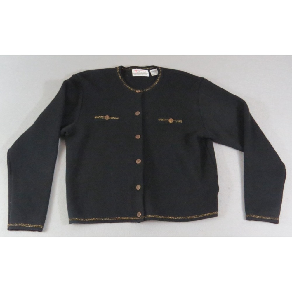 Vintage 80s Talbots 100% Merino Wool Hong Kong Dark Academia Cardigan Women's PM